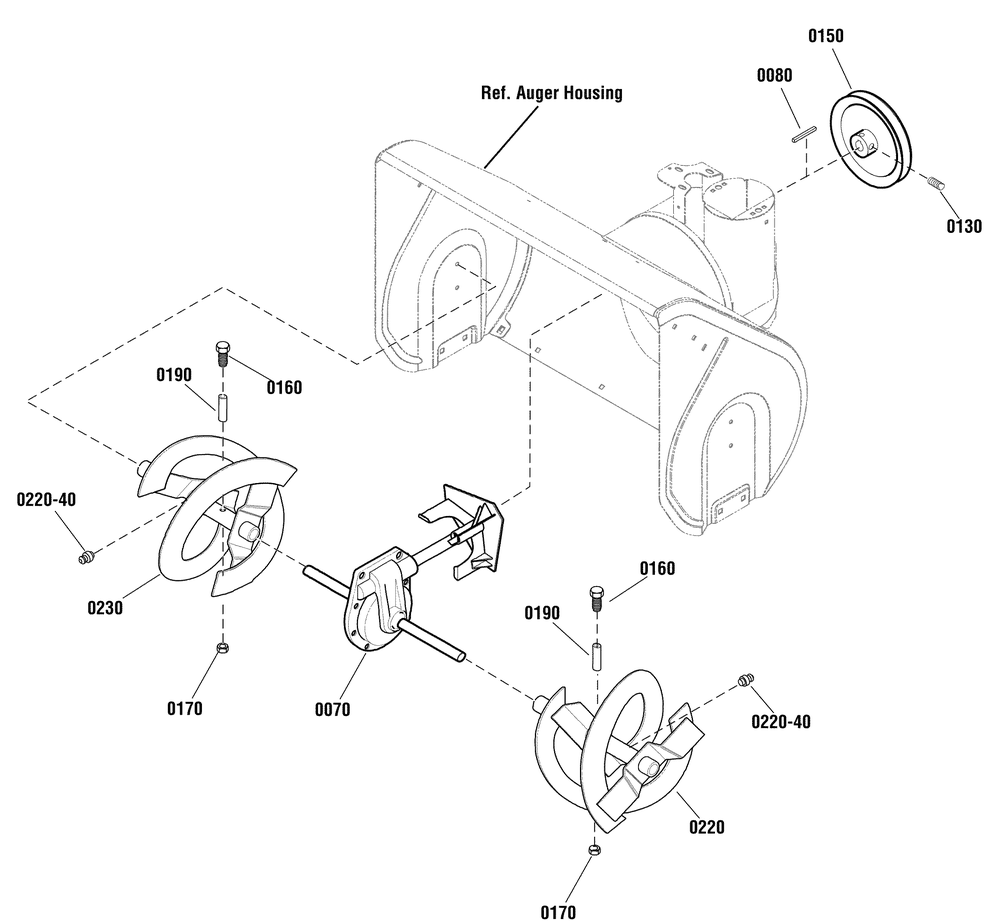 Auger Drive Group Diagram and Parts List for 1696037-18-2847-31 2011 Briggs and Stratton Snow Blower
